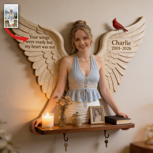 Personalized Woman Memorial Wooden Floating Shelf Wall Decor
