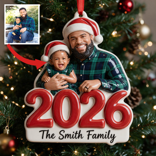Personalisierte Foto-Weihnachts-Dekoration für alleinerziehende Väter 2026