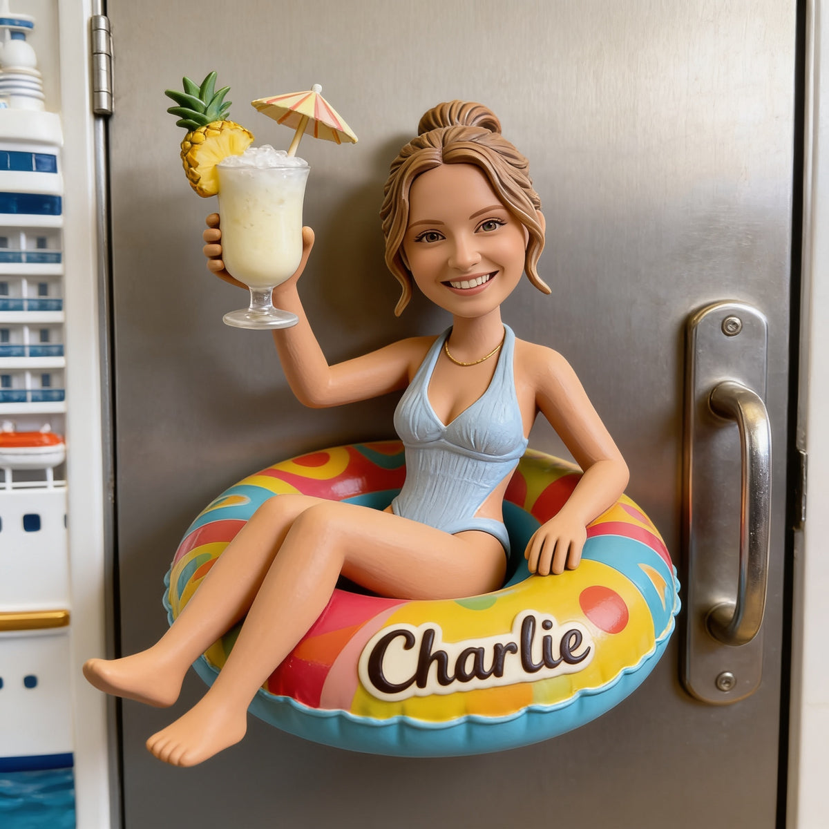 Personalized Woman Cruise 3D Resin Fridge Magnet
