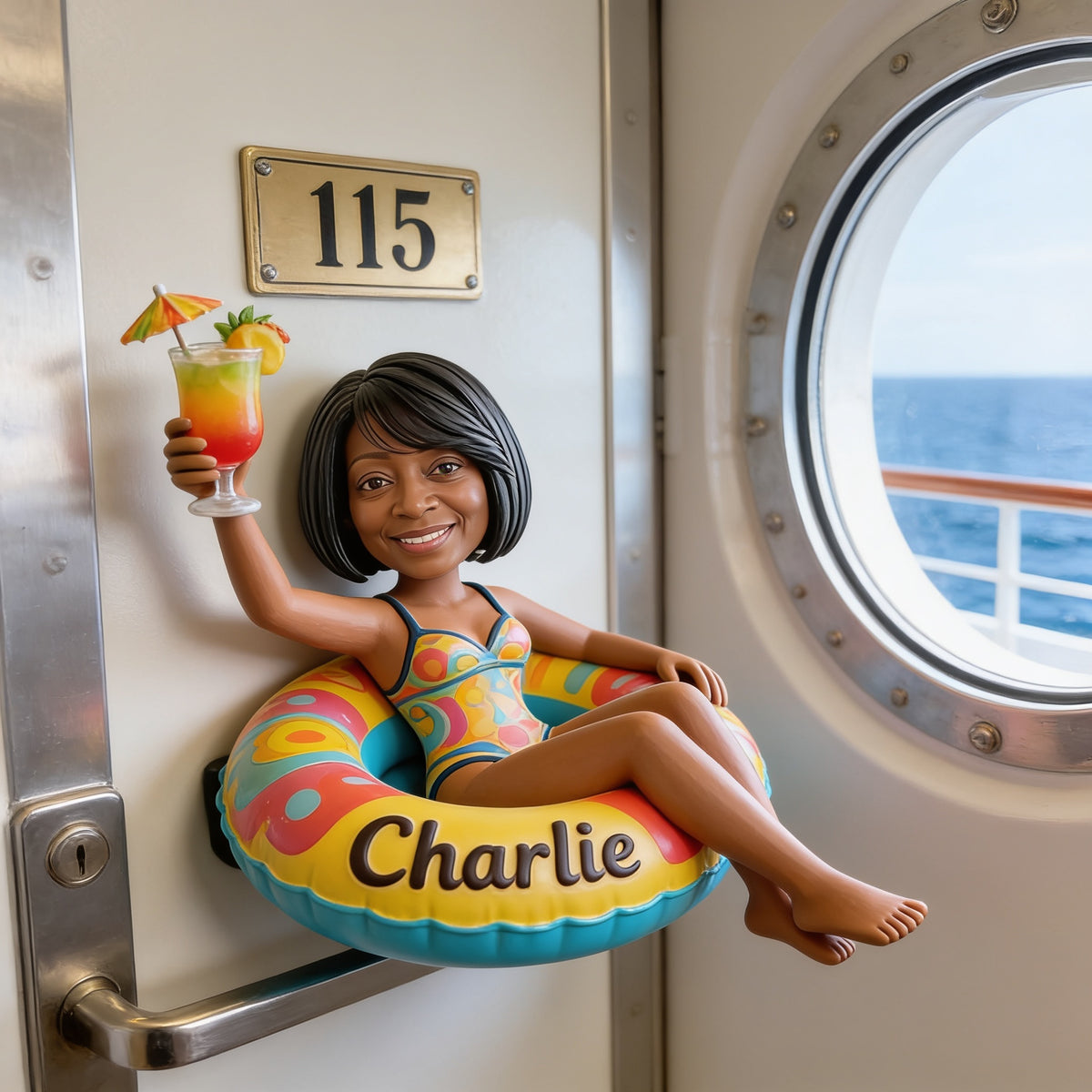 Personalized Middle-Aged Black Woman Cruising 3D Magnet Travel Gift