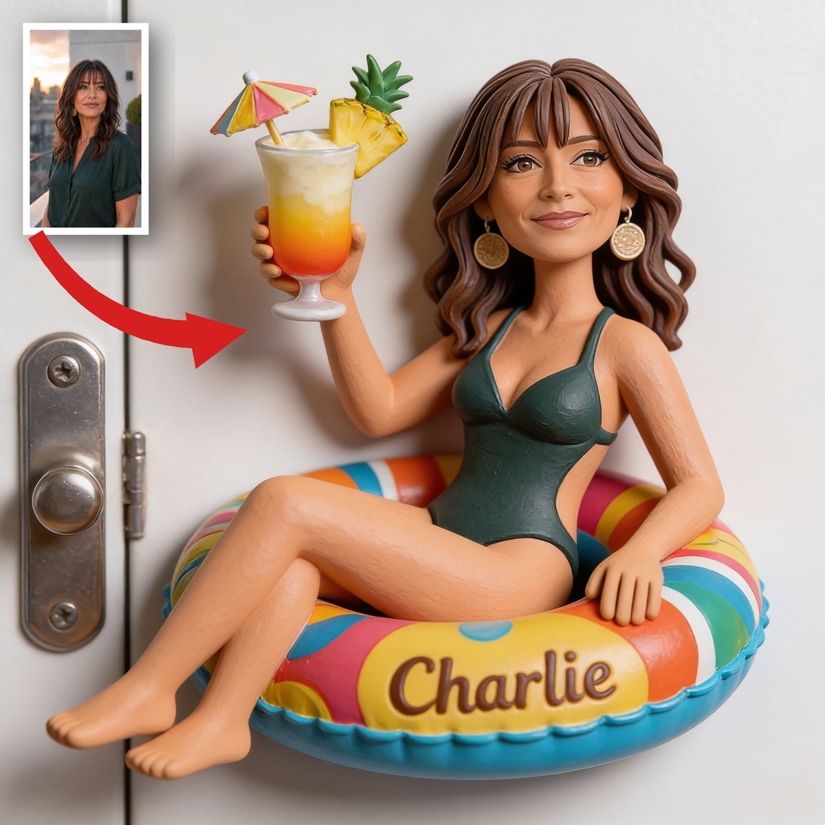 Personalized Middle-Aged Latina Woman Cruising 3D Magnet Fridge Decor Gift