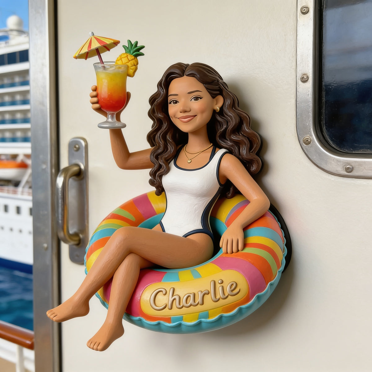 Personalized Latina Woman Cruising 3D Magnet Fridge Decor Gift