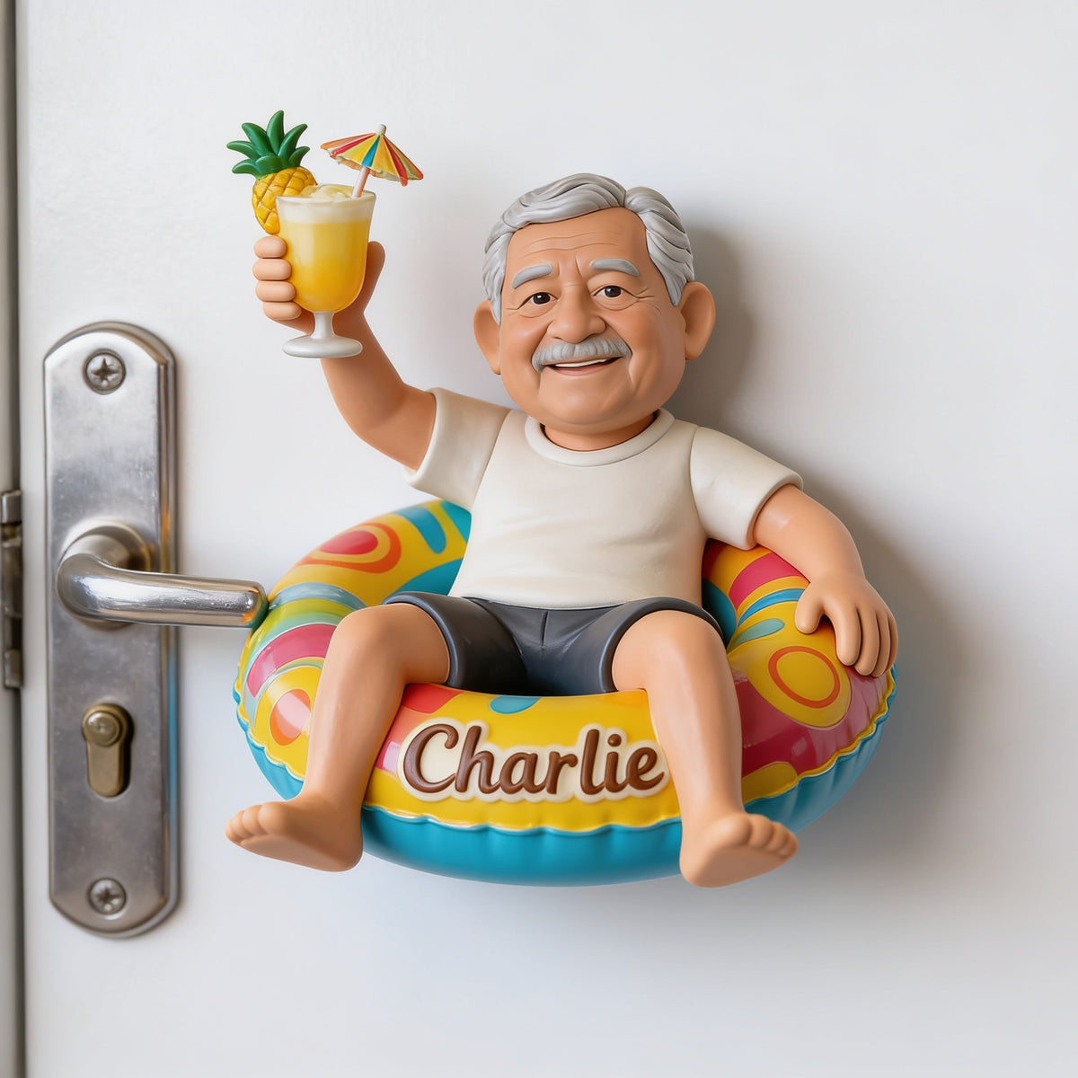 Personalized Older Latino Man Grandpa Cruising 3D Magnet