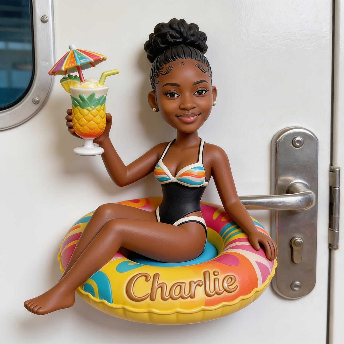 Personalized Black Woman Cruising 3D Magnet Fridge Decor Gift
