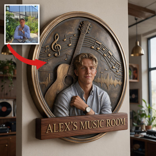 Personalisierte 3D Metall-Schild Wanddekoration Musikzimmer