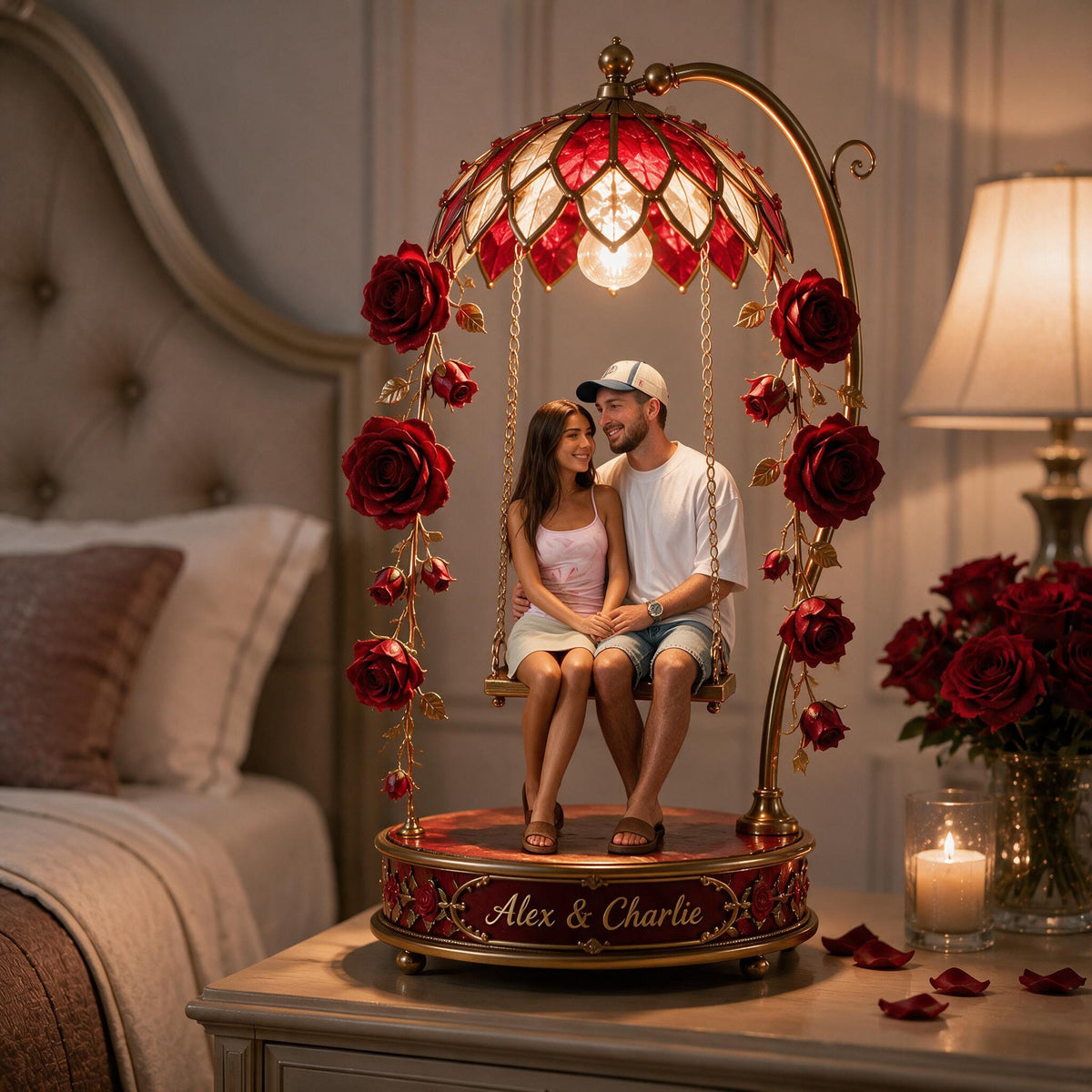 Custom Photo Latino Couple Acrylic LED Night Light Personalized Husband Wife Gift