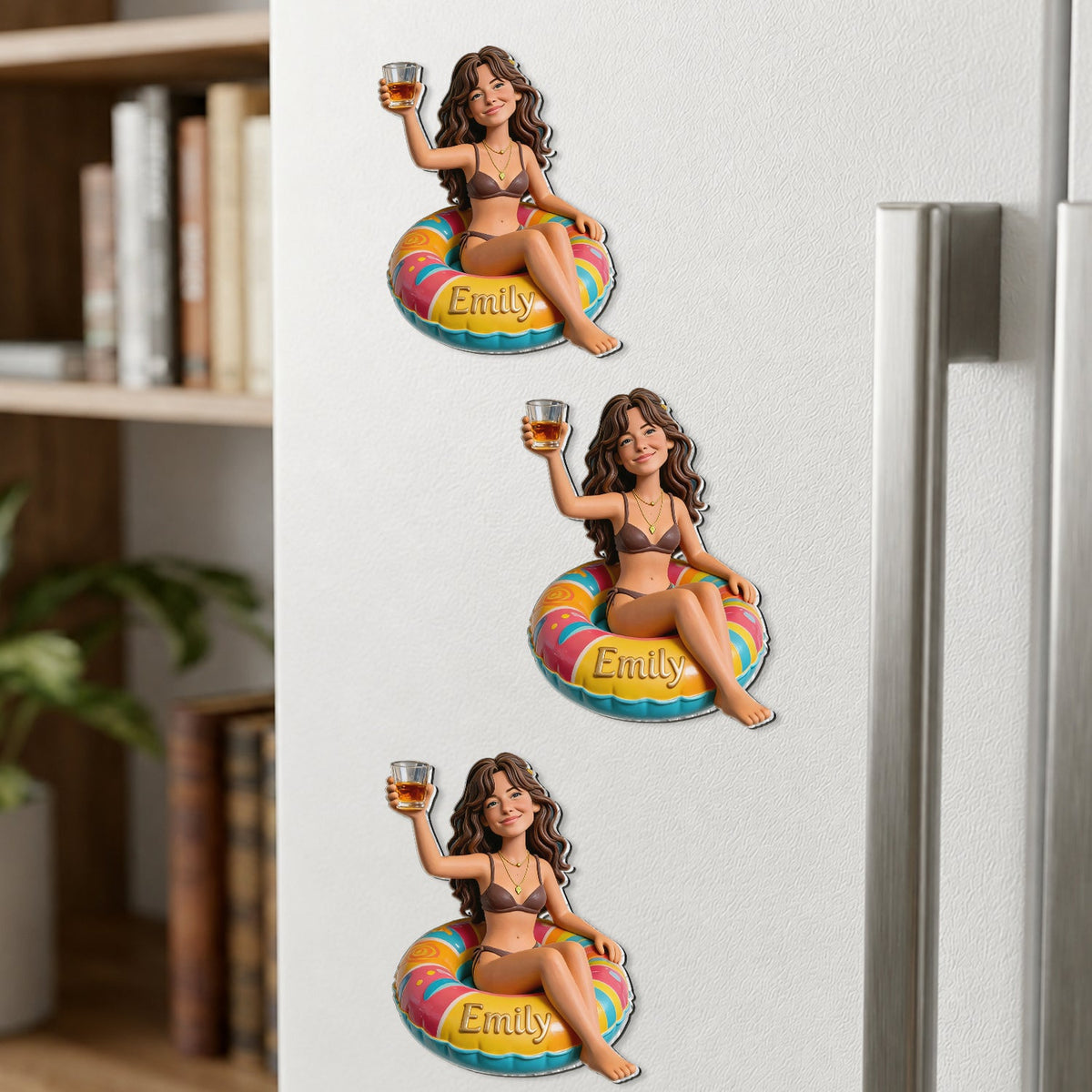 Personalized Middle-Aged Black Man Cruising 3D Magnet, Gift for Dad Husband