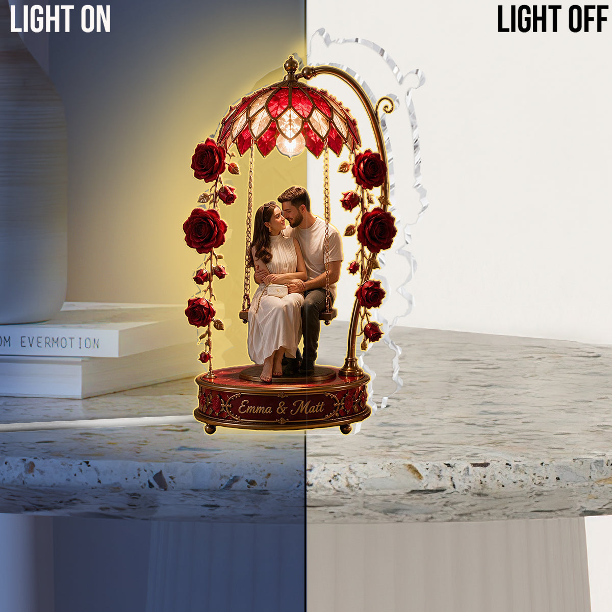 Custom Photo Black Lesbian Couple Acrylic LED Night Light LGBT Couple Gift