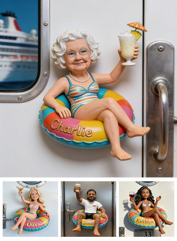 Personalized Older Woman Grandma Cruising 3D Magnet Keepsake Gift