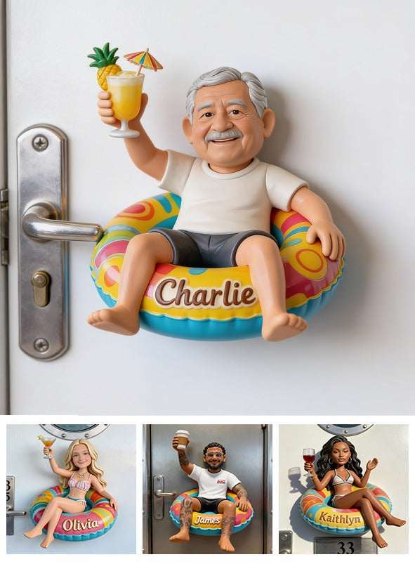 Personalized Older Latino Man Grandpa Cruising 3D Magnet