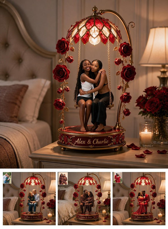 Custom Photo Black Lesbian Couple Acrylic LED Night Light LGBT Couple Gift