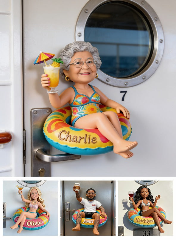 Personalized Older Latino Woman Grandma Cruising 3D Magnet