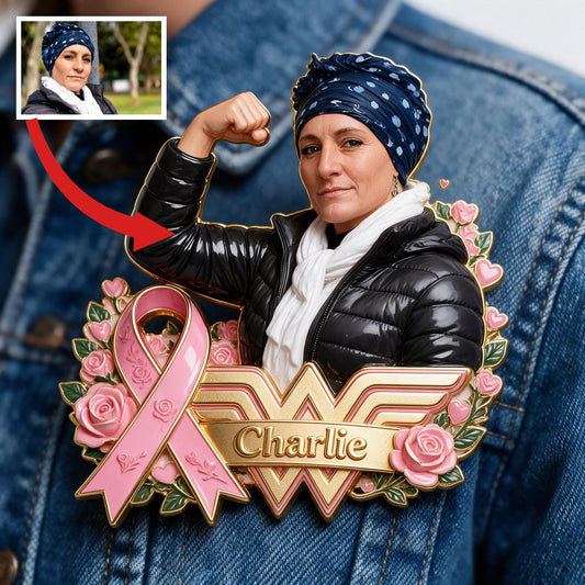 Broche en émail 3D personnalisée Femme Latina de 40 ans Lutte contre le Cancer