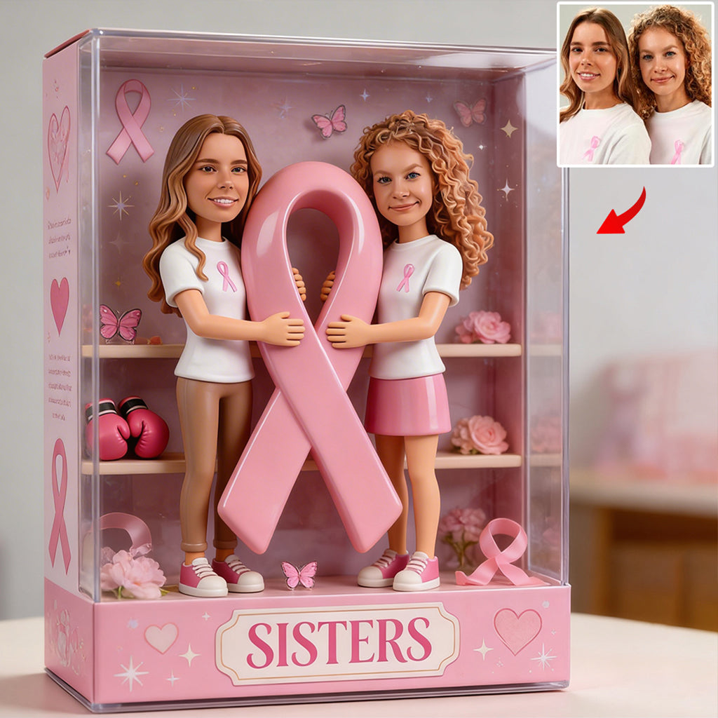 Personalized Middle-Aged Breast Cancer Woman Custom Shaped Acrylic Plaque Breast Cancer Awareness Gift