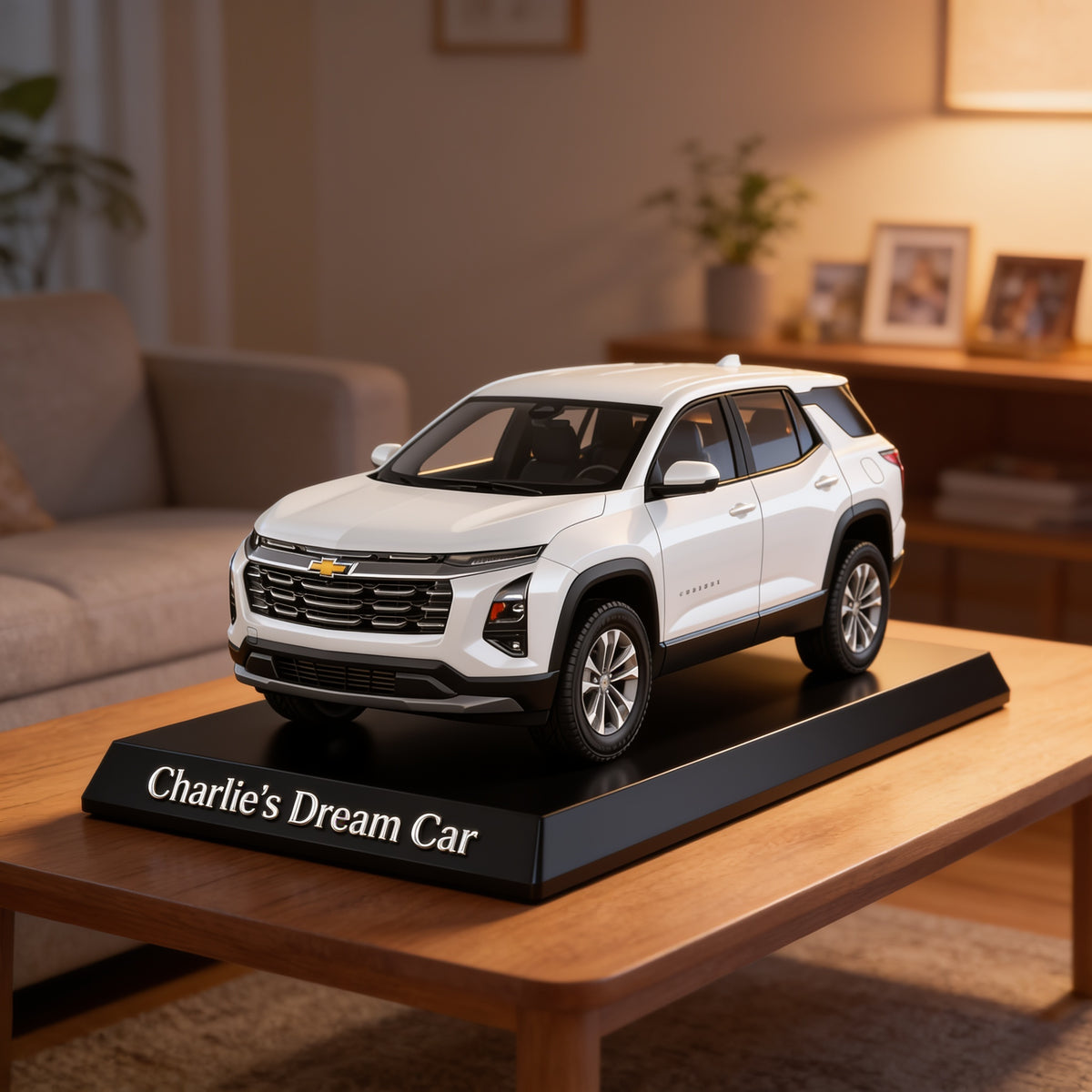 Personalized White Chevrolet Equinox SUV Custom Shaped Acrylic Plaque Car Lover Gift