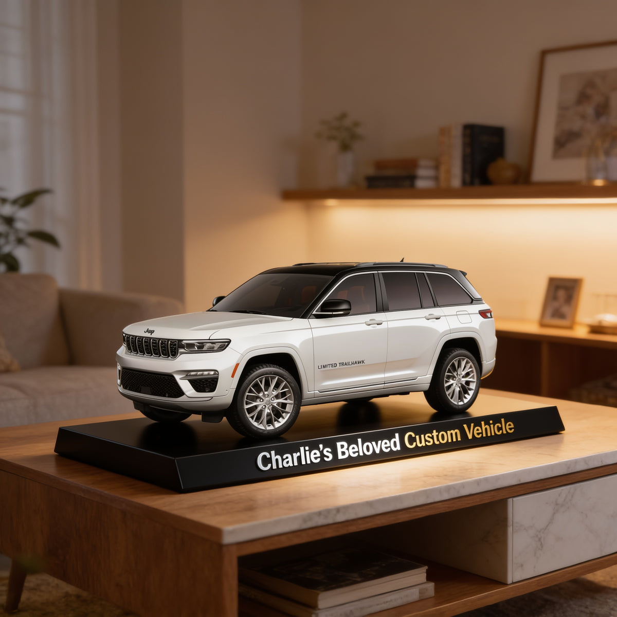 Personalized Silver Jeep Grand Cherokee Custom Shaped Acrylic Plaque Car Lover Gift