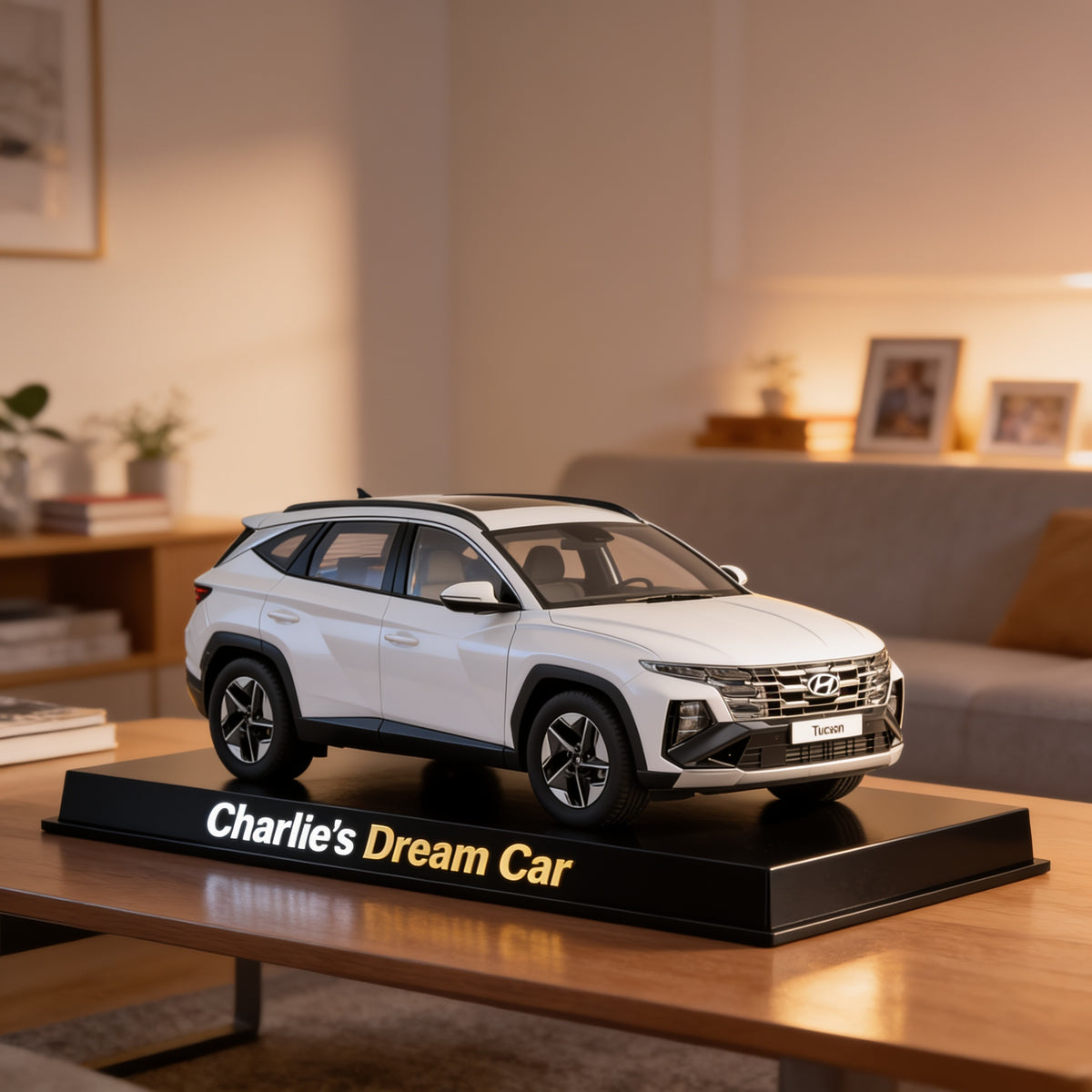 Personalized White Hyundai Tucson Compact SUV Custom Acrylic Plaque Car Lover Gift