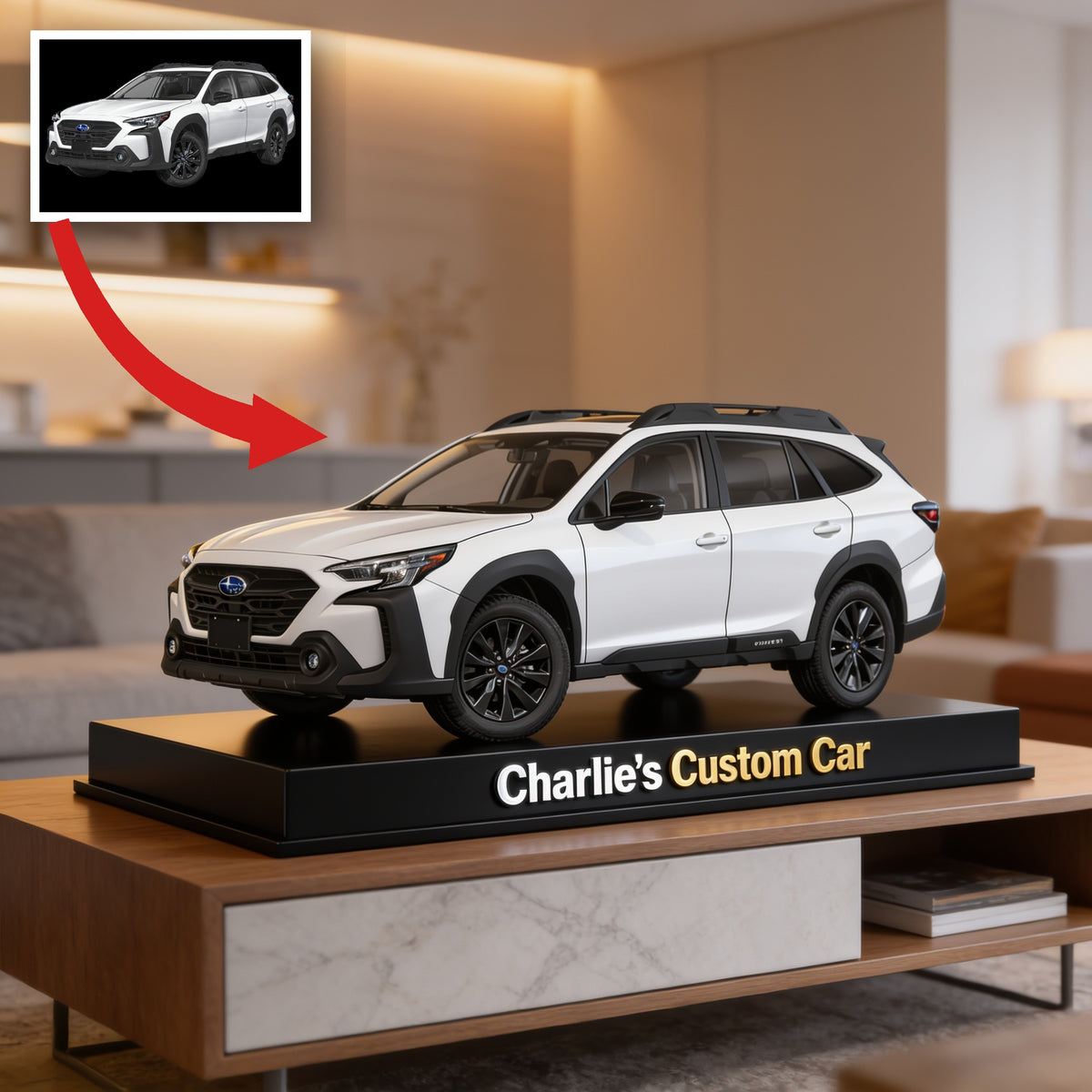 Personalized White Subaru Outback Custom Shaped Acrylic Plaque Car Lover Gift