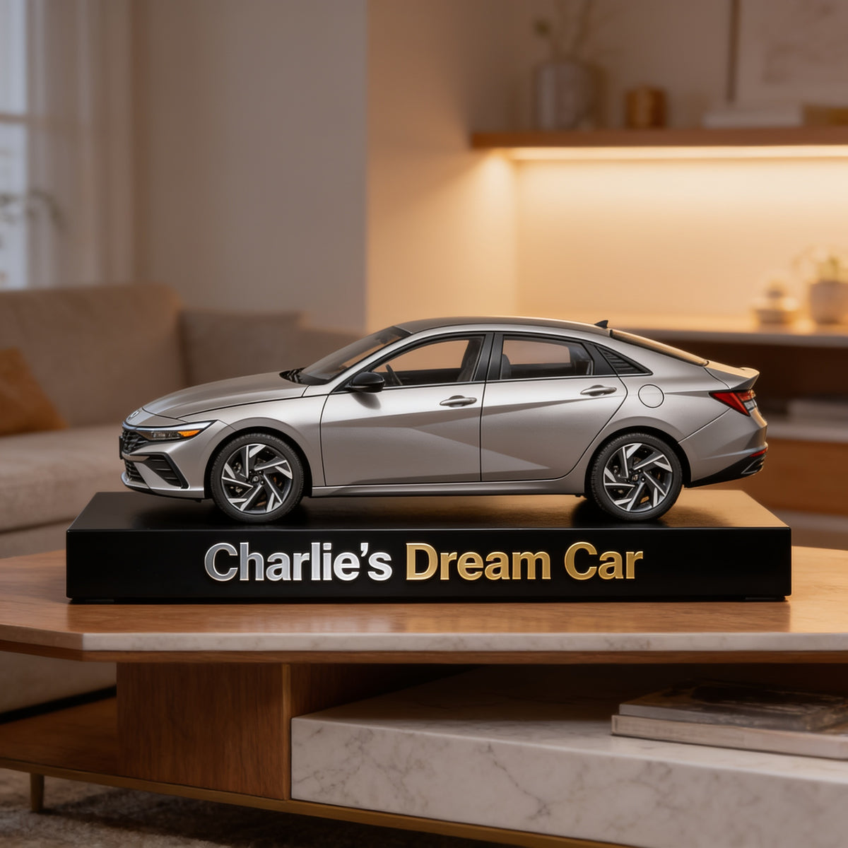 Personalized Silver Hyundai Elantra Sedan Custom Shaped Acrylic Plaque Car Lover Gift