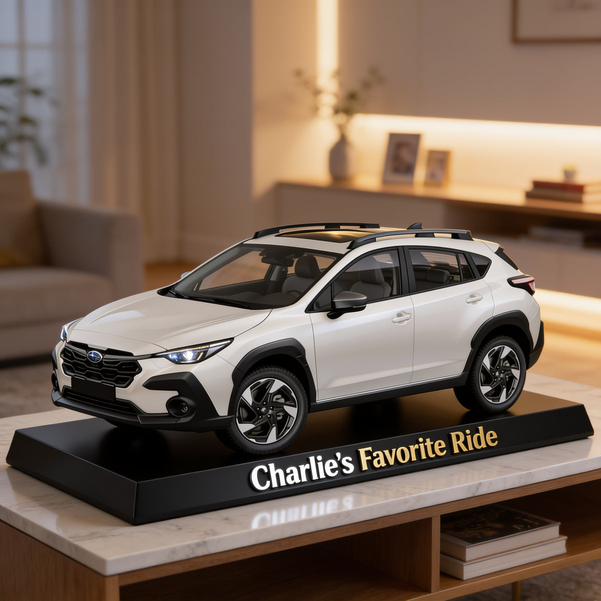 Personalized Pearl White Subaru Crosstrek Custom Shaped Acrylic Plaque Car Lover Gift