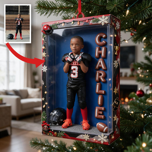 Personalisierte Weihnachts-Erinnerungsornament für Fußballspieler