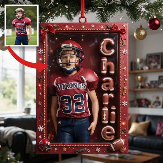 Personalisierte Weihnachtsornament für junge American Football Spieler