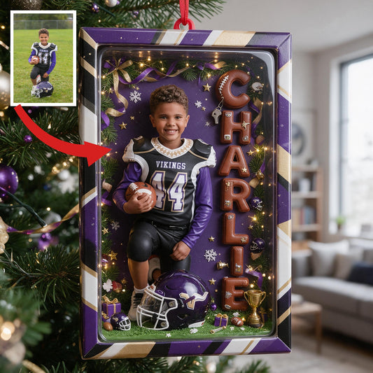 Personalisierte Weihnachts Latino Jugend American Football Spieler Acryl Ornament