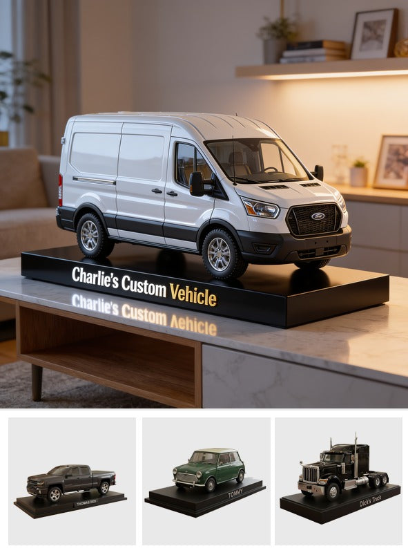 Personalized White Black Trim Ford Van Custom Shaped Acrylic Plaque Car Lover Gift