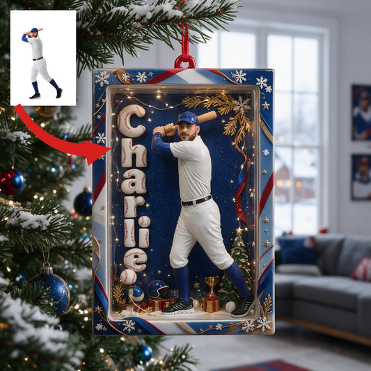 Personalisierte Latino Baseballspieler Weihnachtsornament