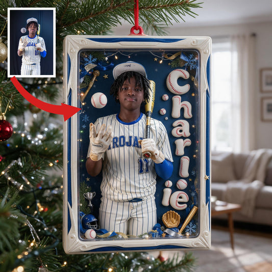 Personalisierte Weihnachtsornament für schwarze Baseballspieler