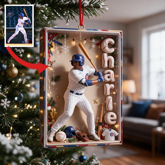 Personalisierte Weihnachtsornament für schwarze Baseballspieler, Geschenk für Baseballfans