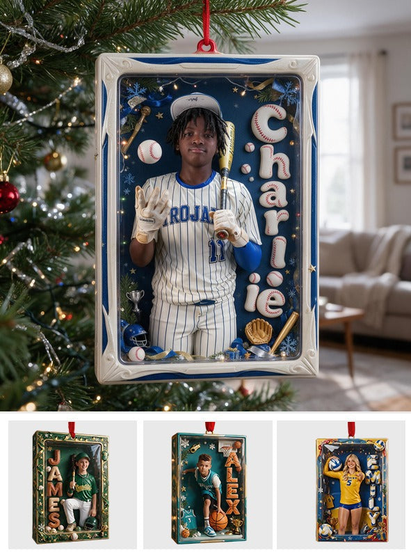 Personalized Christmas Black Youth Baseball Player Ornament Sports Gift