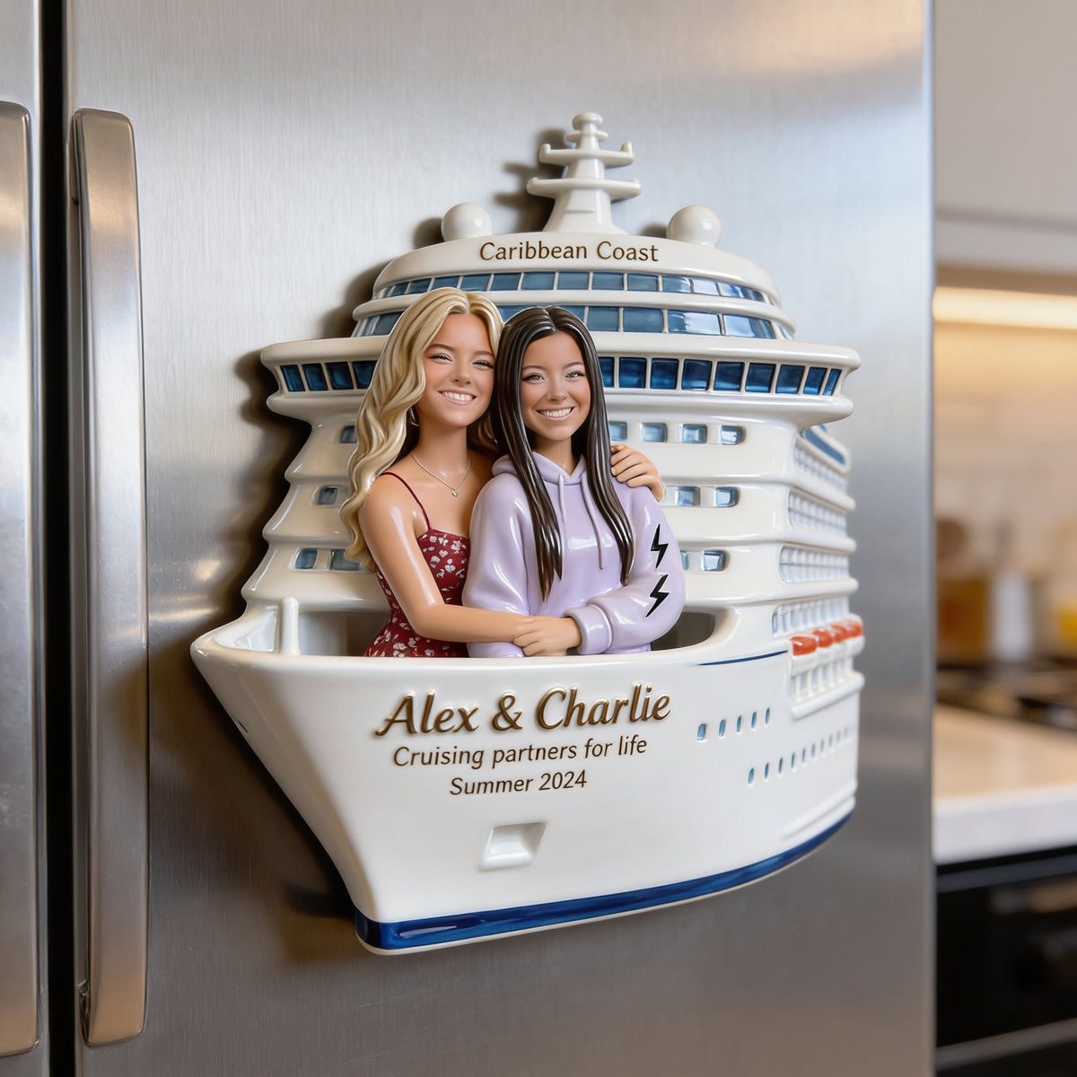 Personalized Lesbian Couple Cruise Fridge Magnet LGBT Travel Keepsake Gift