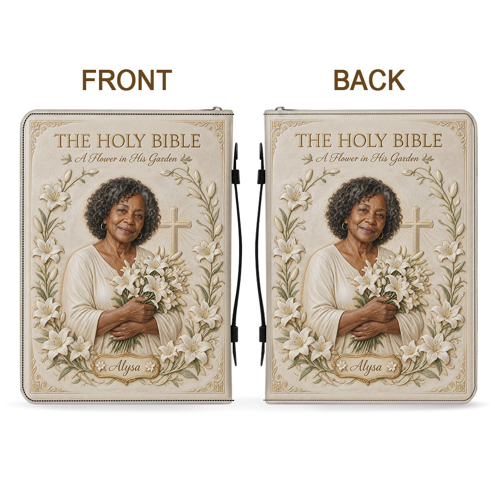 Personalized Older Latina Woman Leather Bible Cover Bag, Christian Gift for Mom Grandma Wife