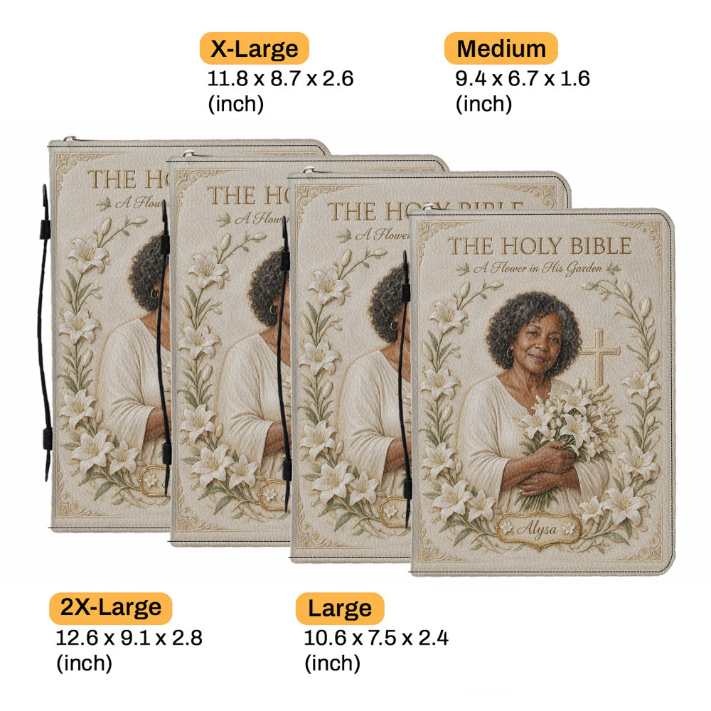 Personalized Older Woman Christian Leather Bible Cover Bag, Religious Gift for Grandma Mom Wife