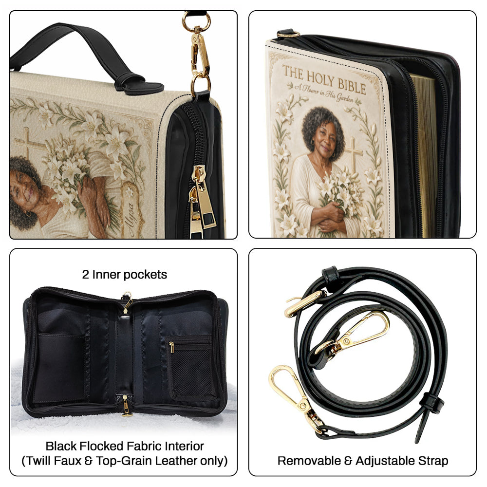 Personalized Older Latina Woman Leather Bible Cover Bag, Christian Gift for Mom Grandma Wife
