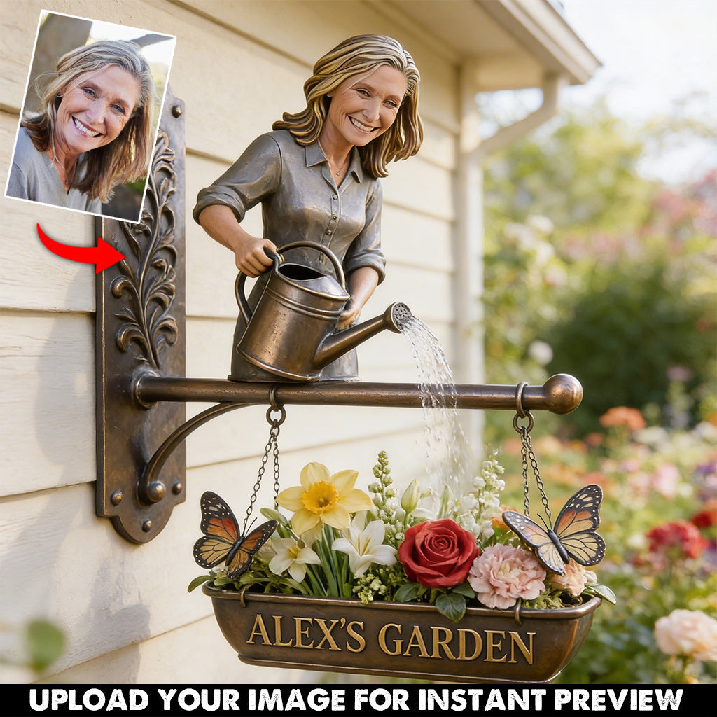Custom Photo Older Latina Woman Gardening Wooden Wall Mount Sign, Garden Decor Gift