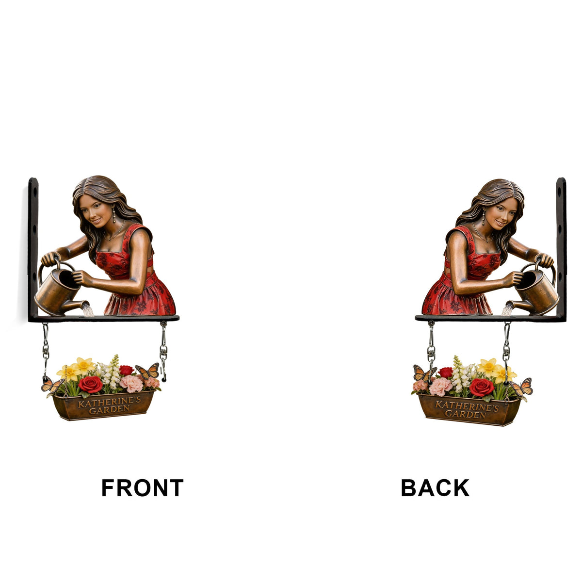 Custom Photo Gardening Woman Wooden Garden Wall Mount Sign Home Decor