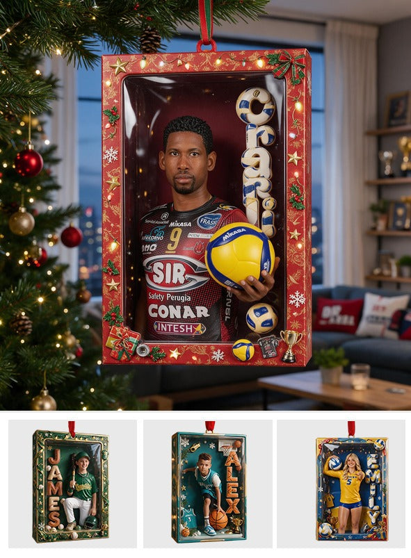 Personalized Black Man Volleyball Player Christmas Ornament