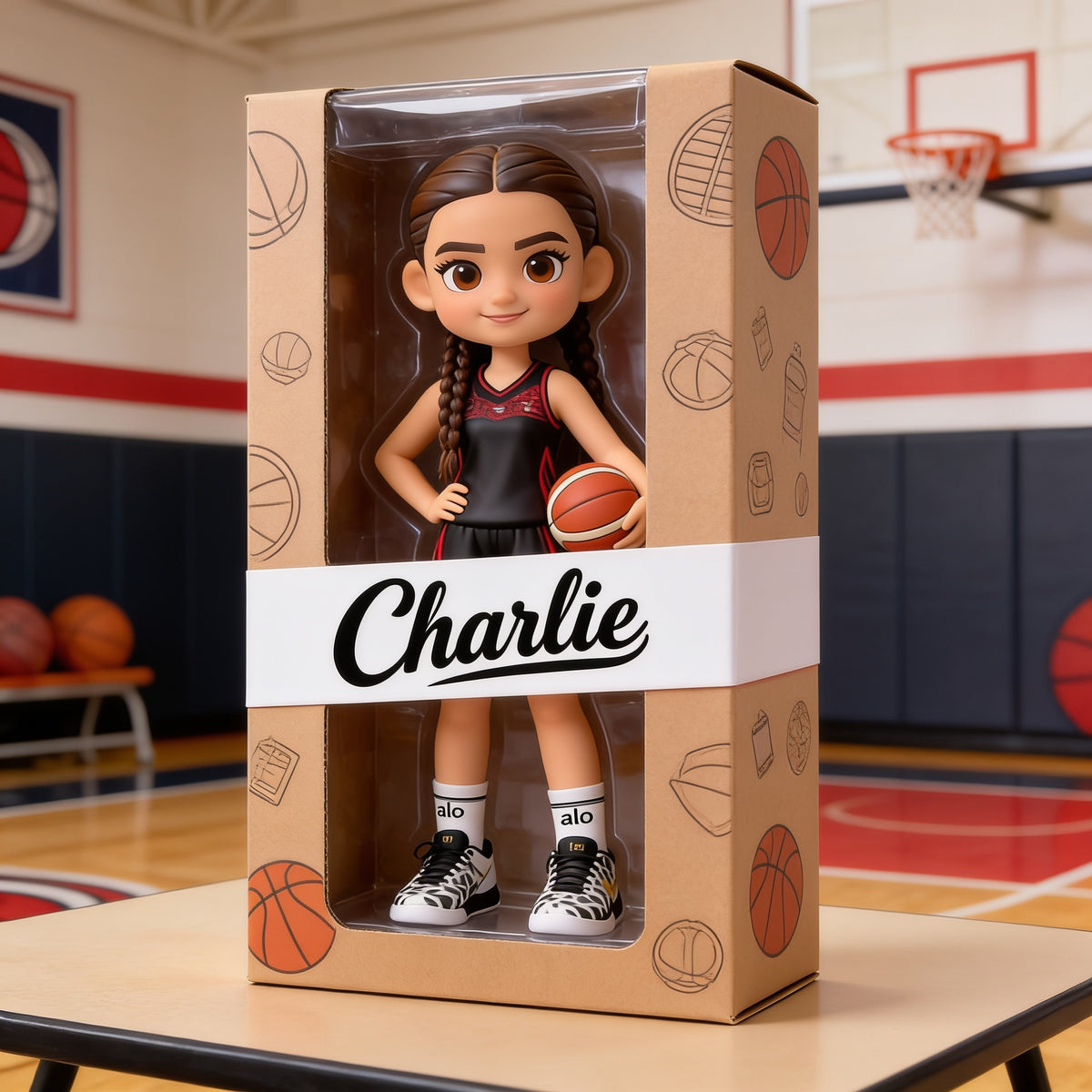 Personalized Latina Female Youth Basketball Player Custom Shaped Acrylic Plaque