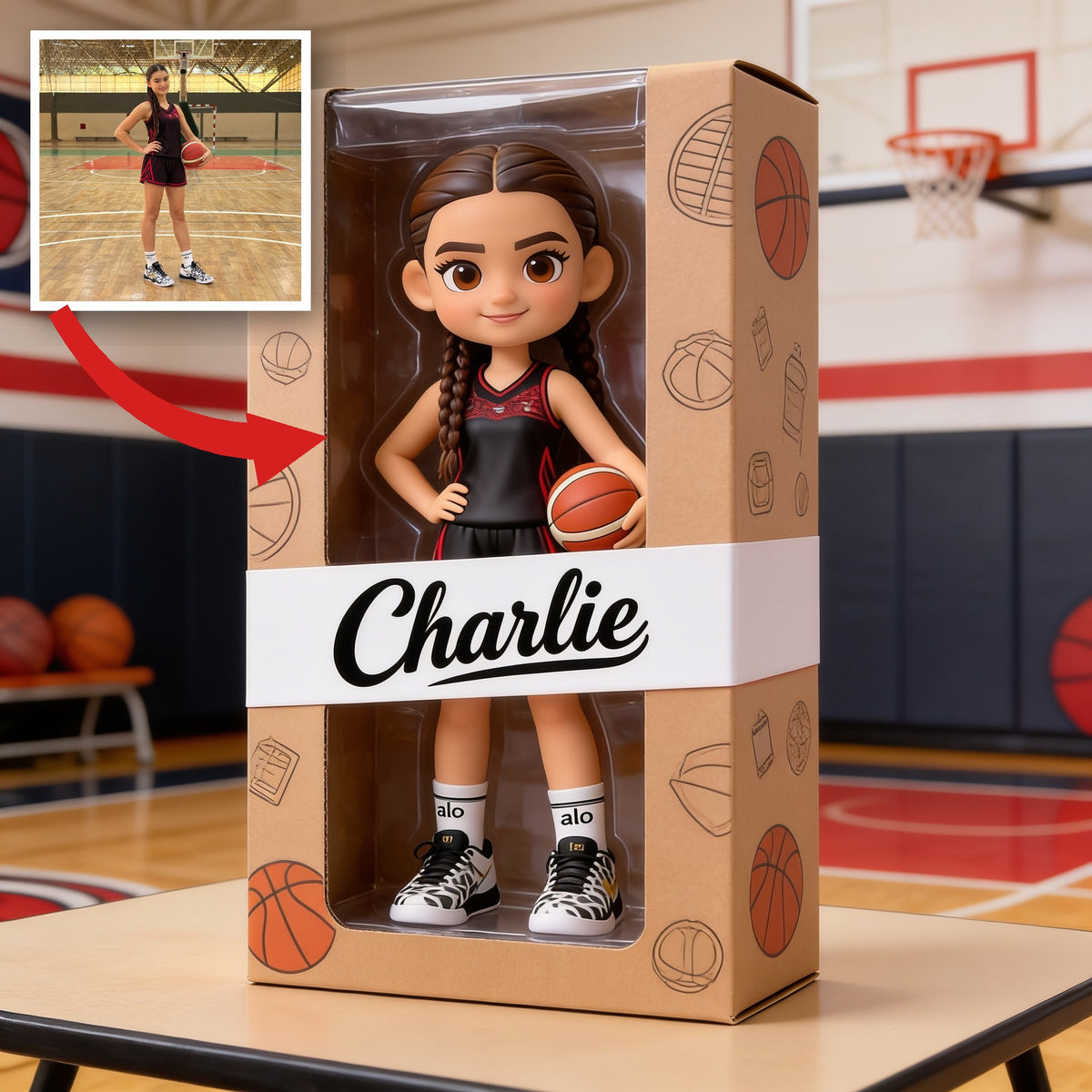 Personalized Latina Female Youth Basketball Player Custom Shaped Acrylic Plaque