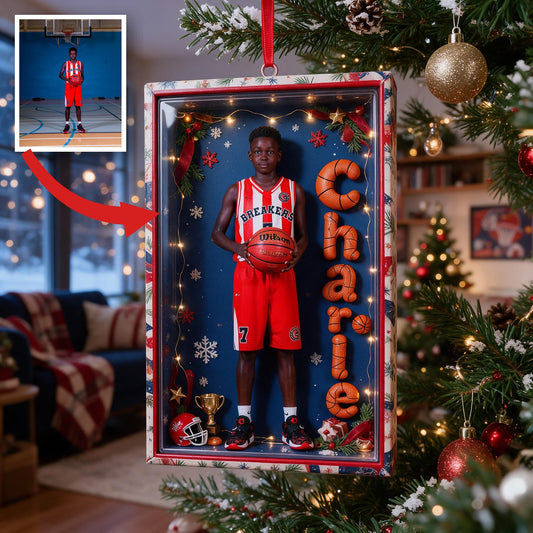 Personalisierte Weihnachts-Acrylornament für Basketballspieler