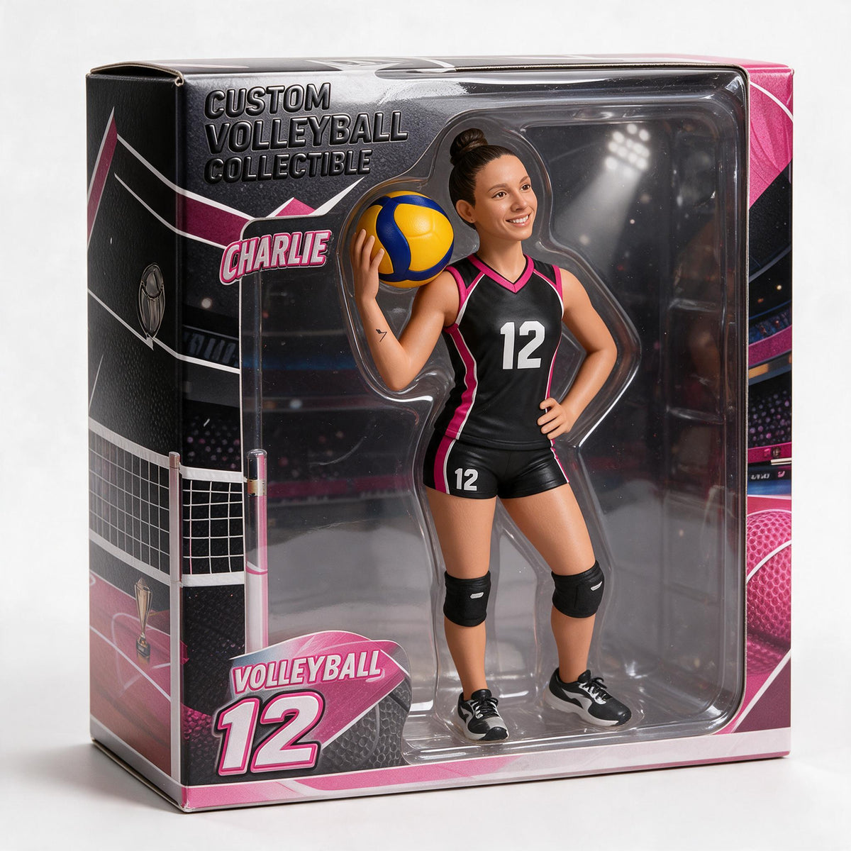 Personalized Latina Woman Volleyball Player Acrylic Display Case Sports Collectible