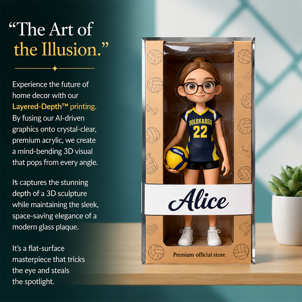Personalized Latina Female Youth Volleyball Player Custom Shaped Acrylic Plaque Sports Gift