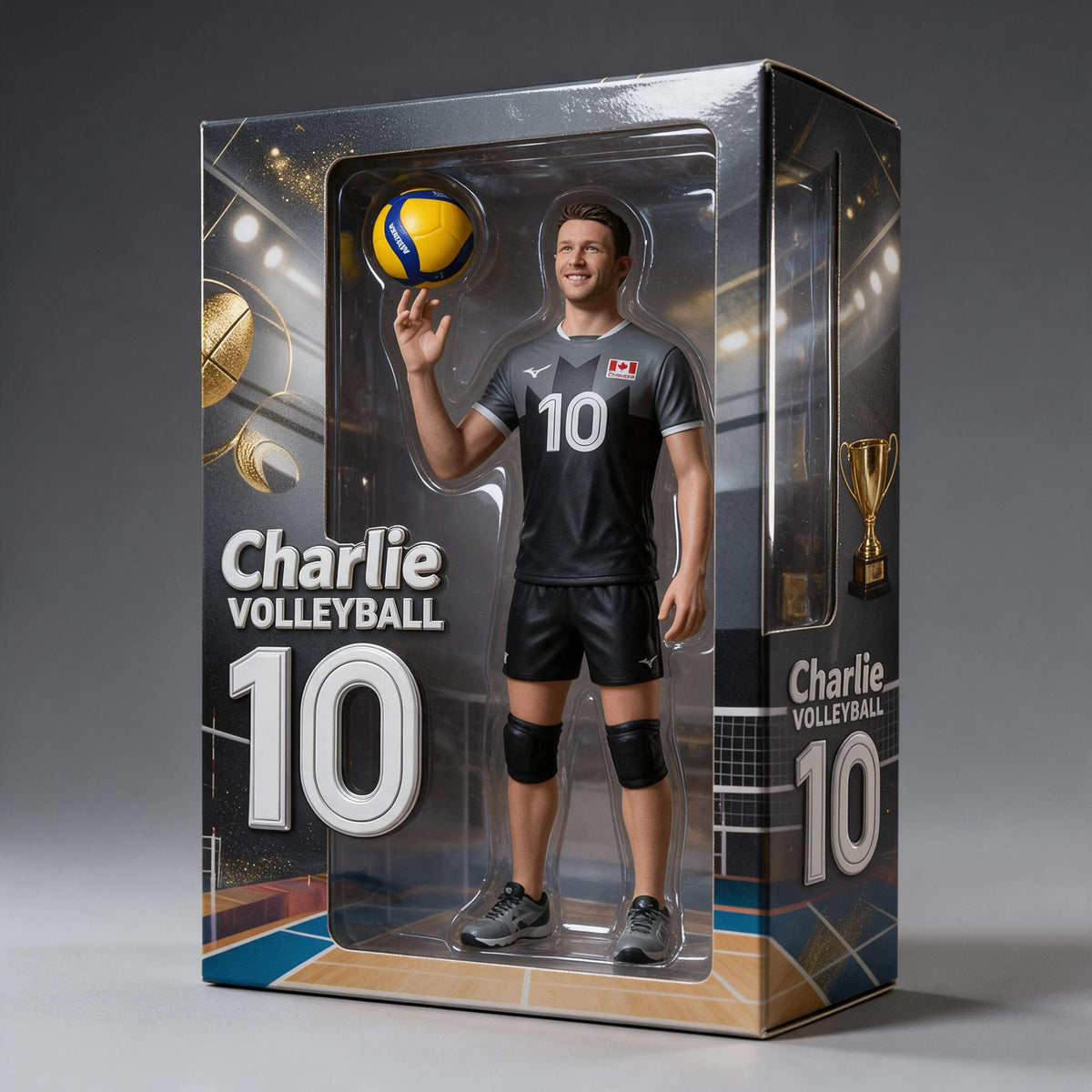 Personalized Latino Man Volleyball Player Acrylic Display Box Sports Keepsake