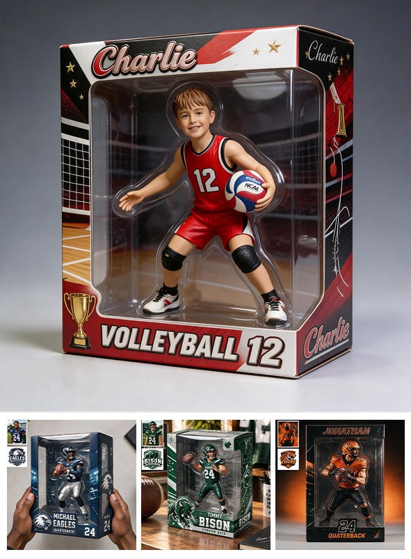 Personalized Male Youth Volleyball Player 3D Acrylic Display Box Keepsake Gift