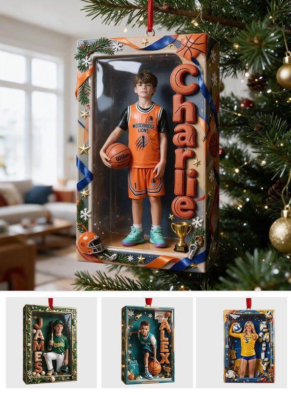 Personalized Christmas Latino Male Youth Basketball Player Ornament Gift