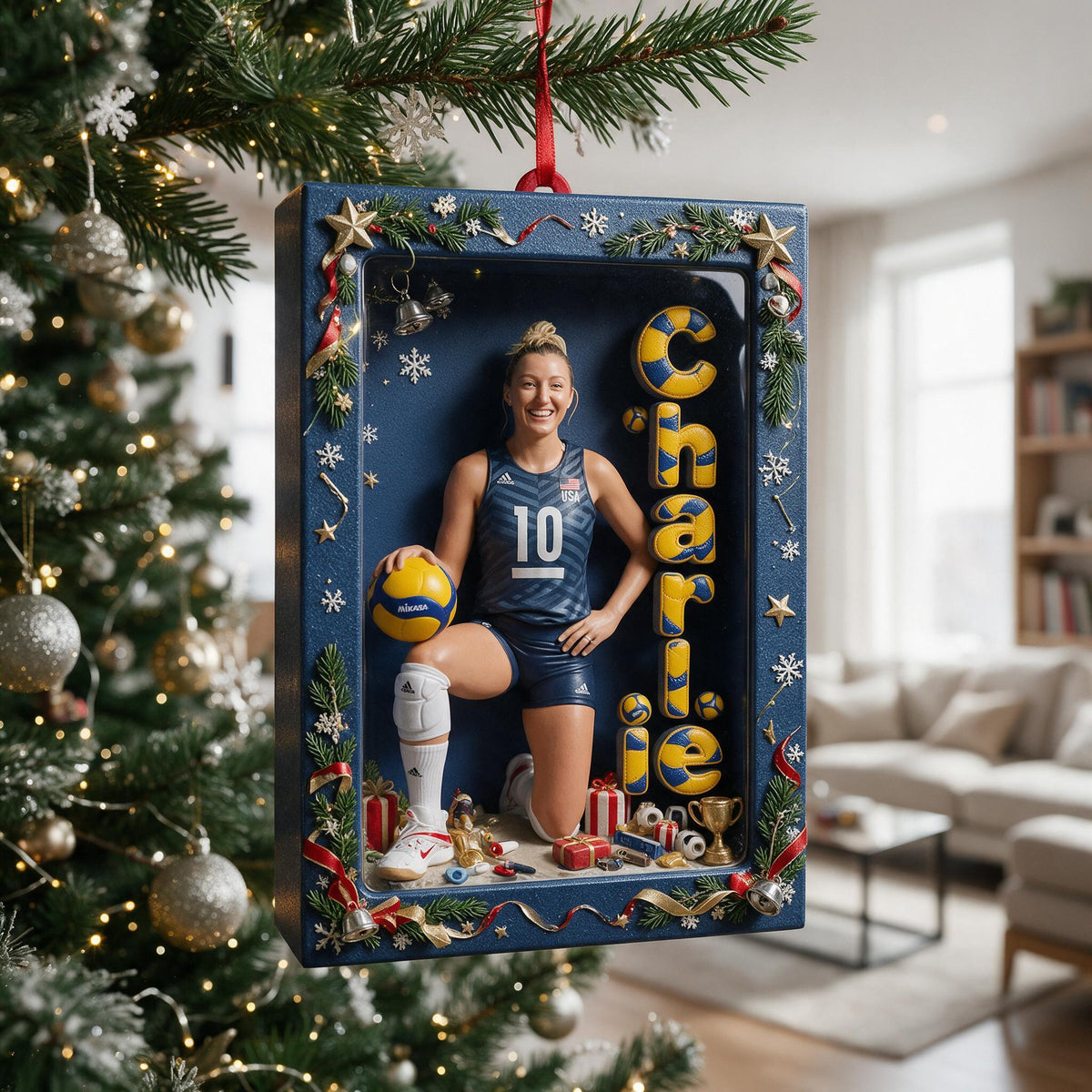 Personalized Christmas Woman Volleyball Player Ornament Volleyball Fan Gift