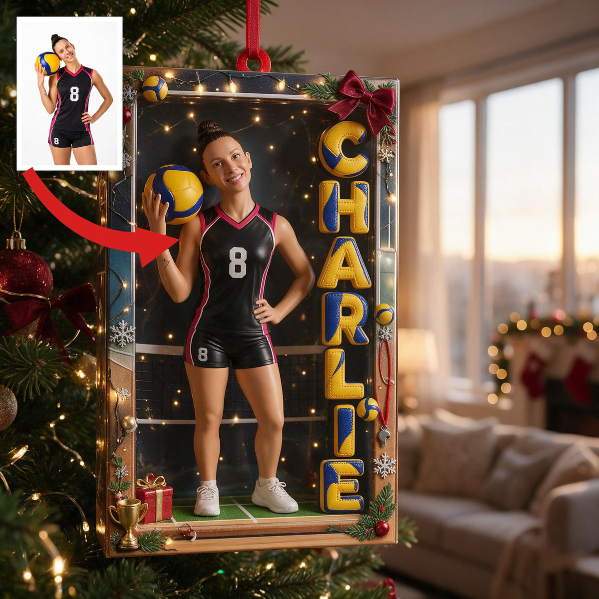 Personalized Christmas Latina Woman Volleyball Player Ornament, Volleyball Fan Gift