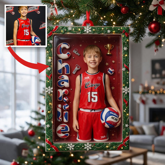 Personalisierte Weihnachtsornament für männliche Jugend-Volleyballspieler